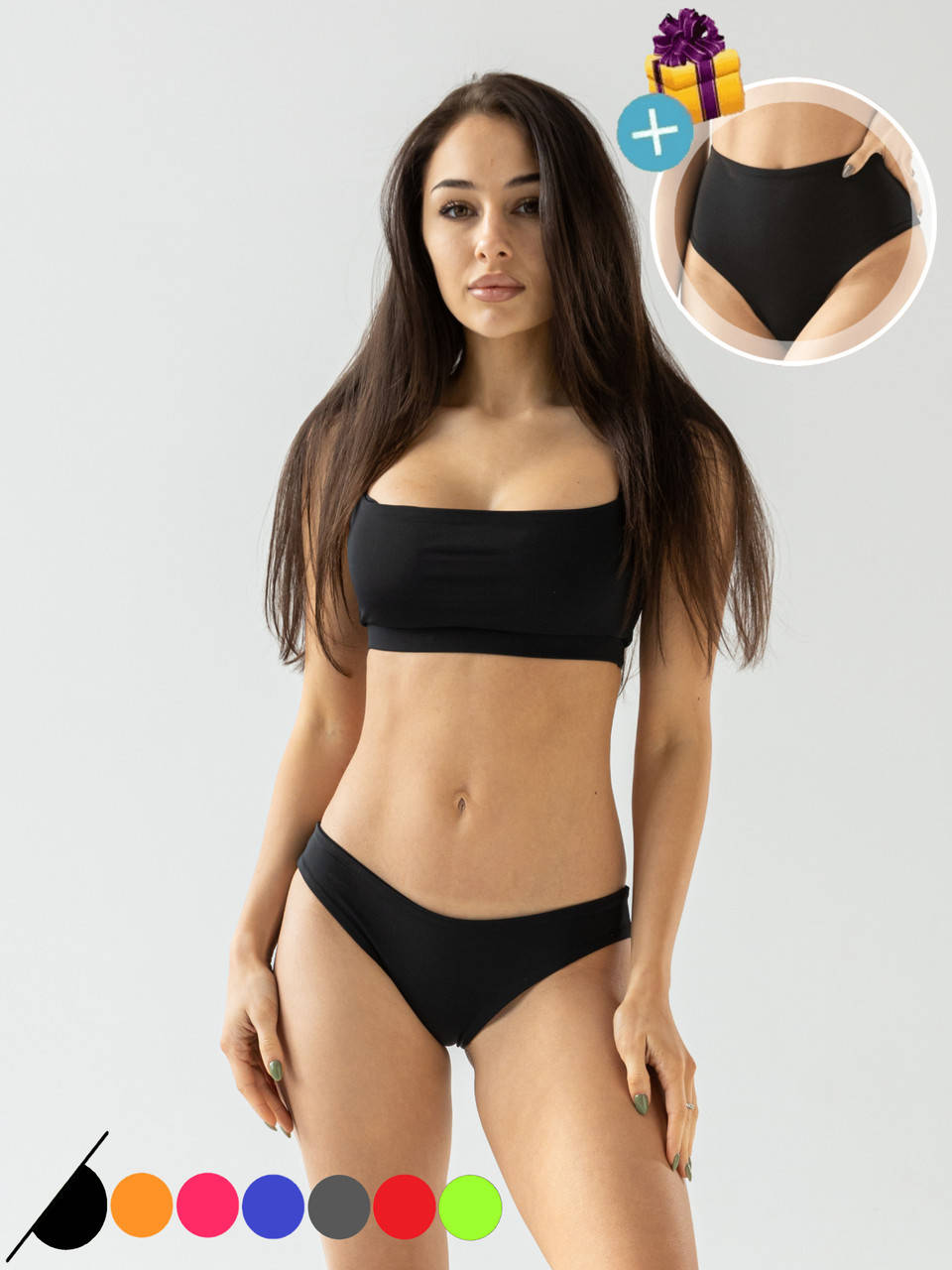 

Яркие женские купальники 2022 летние раздельные красивые комплекты тройка однотонный черный купальник лиф топ