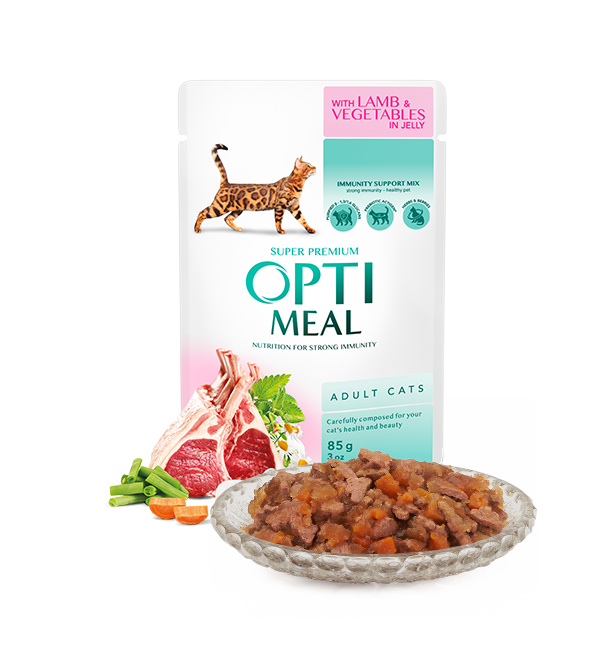 

OptiMeal для котів ягня та овочі в желе 85 г