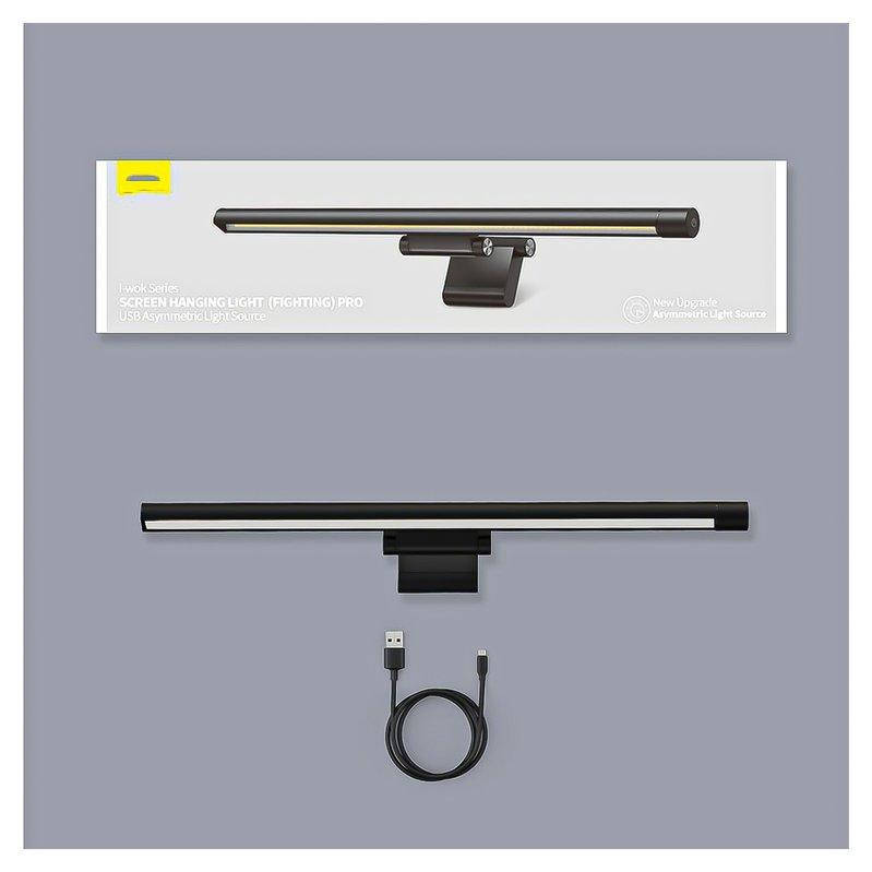 

Настільна лампа Baseus i-wok Series Pro, 5 Вт, чорна, для монітору, з кабелем, метал, #DGIWK-P01