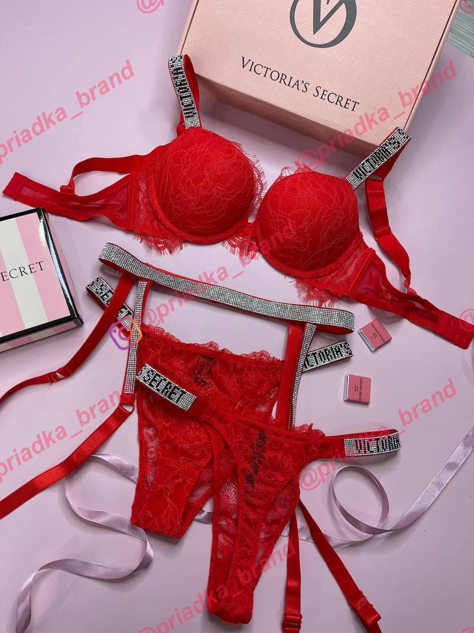 

Комплект Нижнего Белья Victoria’s Secret Very Sexy • Белье Виктория Сикрет • Лифчик • Трусики • На Подарок •, Красный