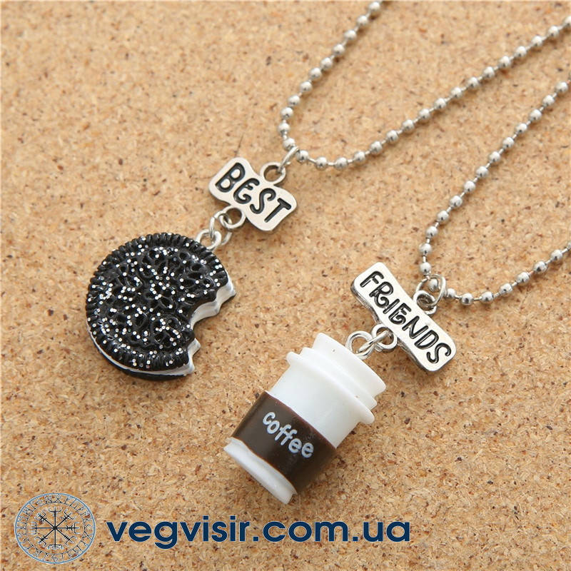 

Парные кулоны для друзей BEST FRIENDS Oreo coffee две половинки лучшие друзья