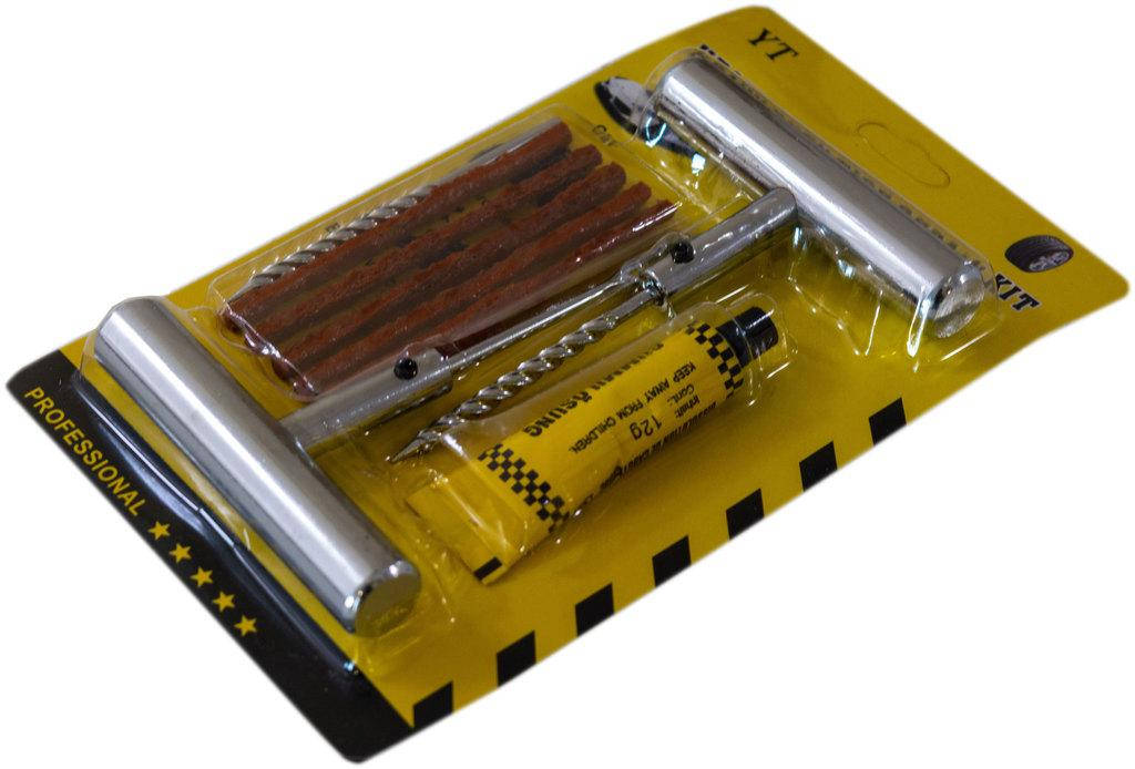 

Рем к-т для шин (клей, шнуры, сверло, шило (металл. ручка), запасное сверло)