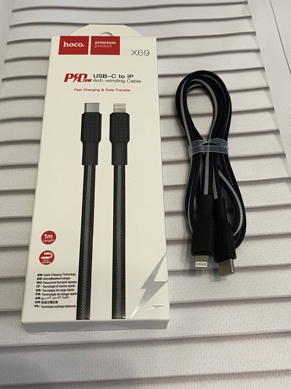 

Кабель для быстрой зарядки iPhone 20W Hoco X69, Черный