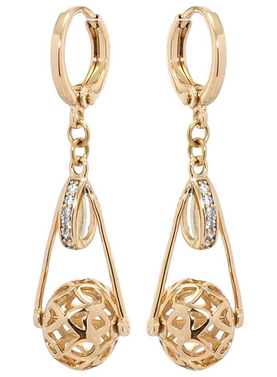 

Серьги Xuping Позолота 18K подвески на колечках "Резные шарики"