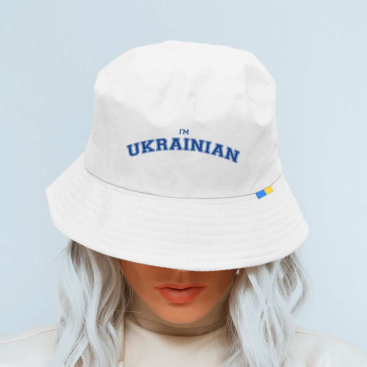 

Панама унисекс патриотическая с надписью "ORIGINALS - I AM UKRAINIAN" / панама з украинской надписью, Белый