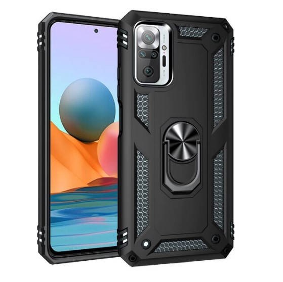 

Противоударный чехол Combo Ring для Xiaomi Redmi Note 10 Pro (Разные цвета) Черный