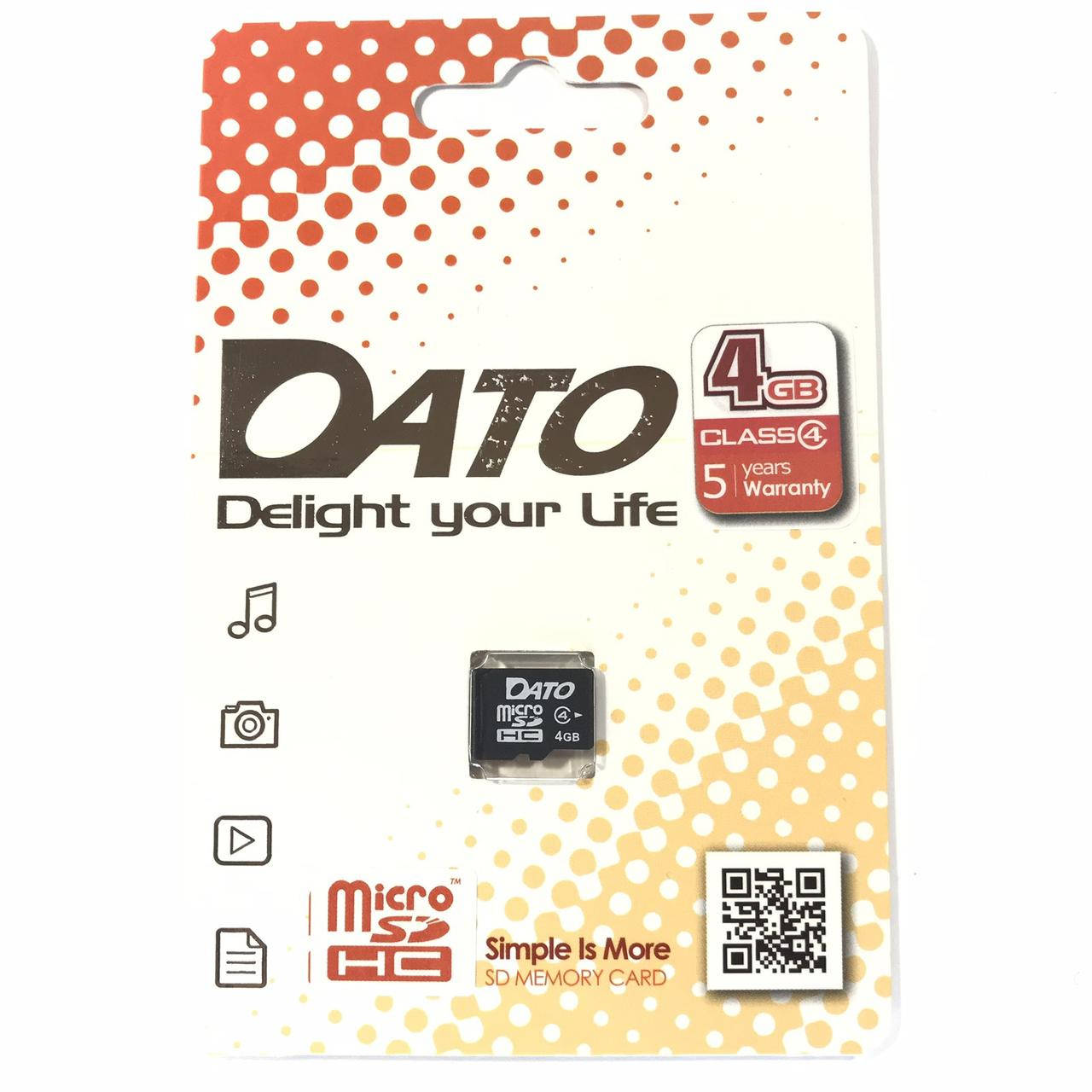 

Карта памяти DATO microSDHC 4GB Class 4