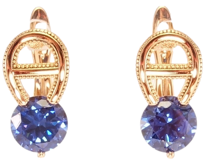

Серьги Xuping Позолота 18K английский замок "Синий фианит с декоративной петелькой"