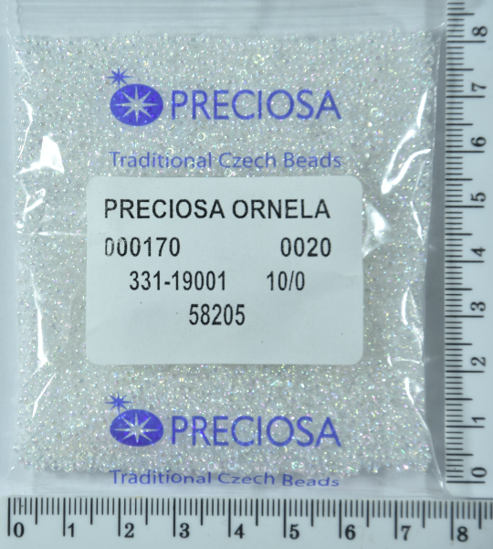 

Бисер PRECIOSA №10/0 прозр-радужн №58205 пакет 50 грамм уп=1пакет