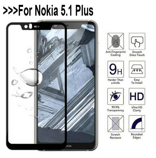 

Защитное стекло для Nokia 5.1 Plus чёрное, Черный