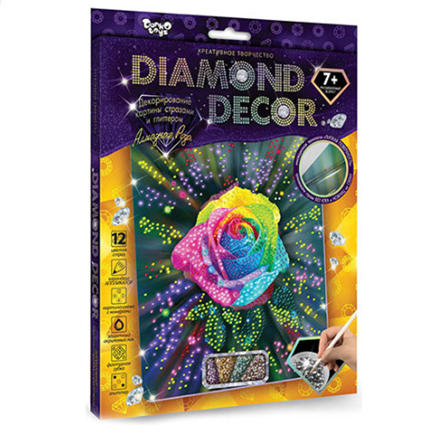 

Набор алмазная картина «Роза», Diamond Decor, частичная выкладка , мозаика 5d, 27х22 см