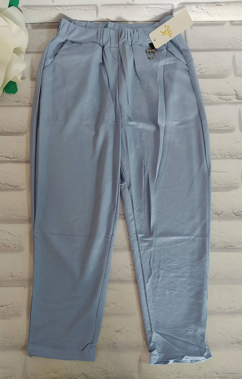 

Штаны летние укороченные бриджи женские р. XL-2XL(48-50) трикотажные цветные Остатки Kenalin (800-2), Голубой