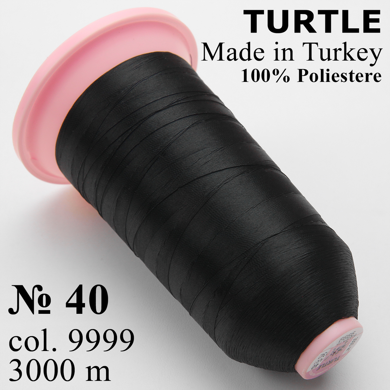 

Нить TURTLE 100% полиэстер, толщина № 40, цвет 9999 черный, длина 3000м, Турция