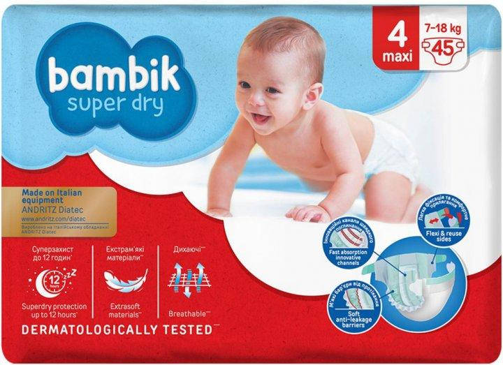 

Подгузники детские одноразовые Bambik 4 MAXI 7-18 кг 45 шт (4823071645736)