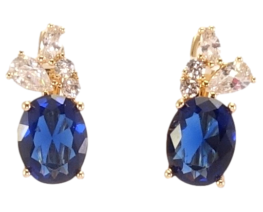 

Серьги Xuping Позолота 18K английский замок "Синий кристалл с цирконием"