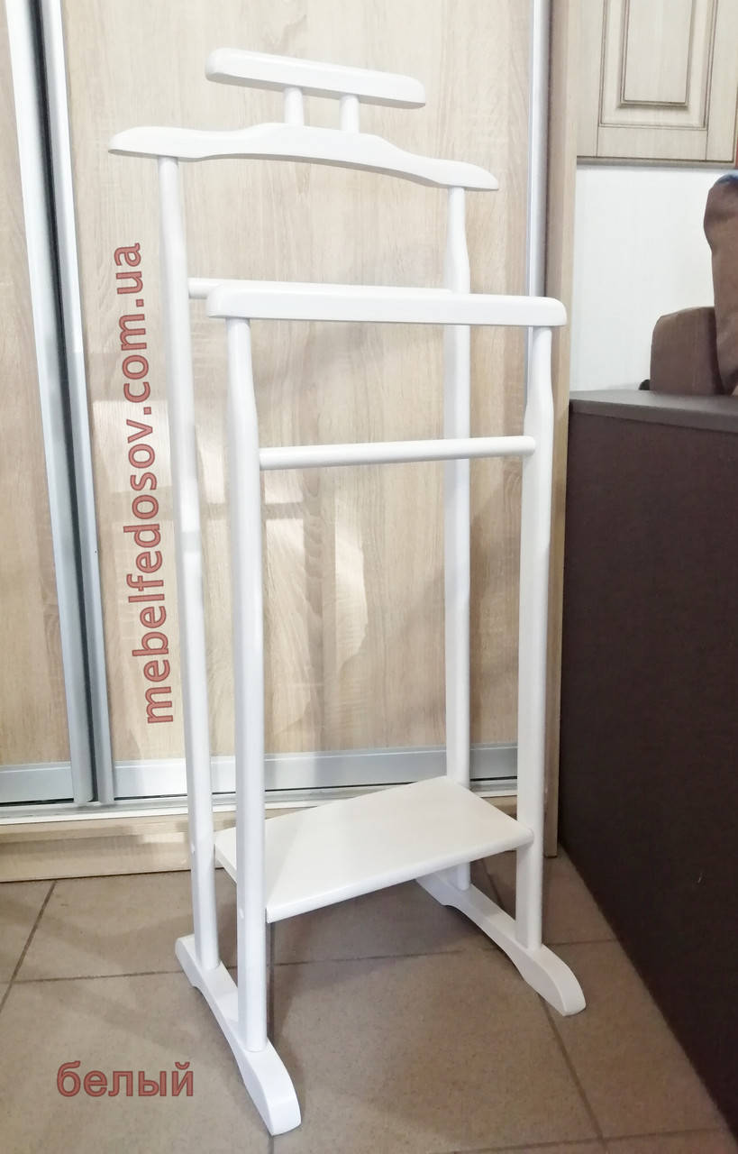 

Вешалка напольная деревянная для одежды Альфа немой слуга (Юта) h1020 белый
