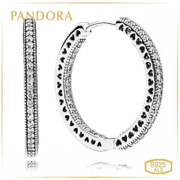 

Пандора Серьги - кольца Сердца Pandora 296319CZ