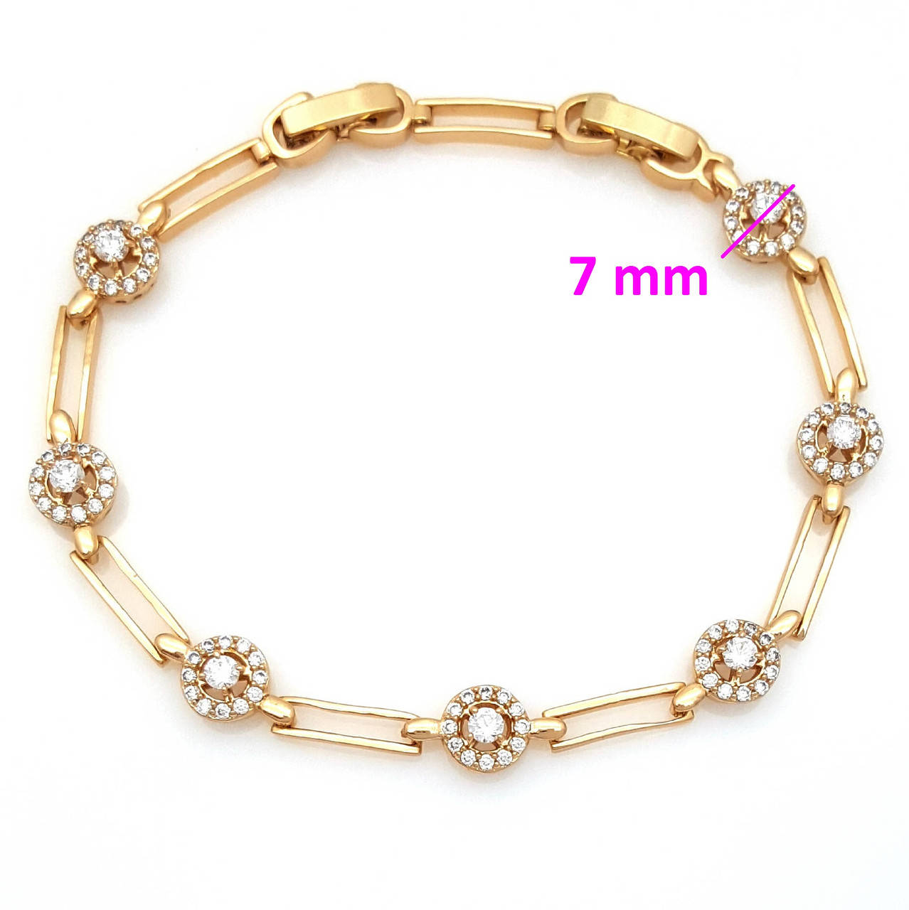 

Браслет Классика, с камнями, p. 19,5, позолота Xuping, 18К