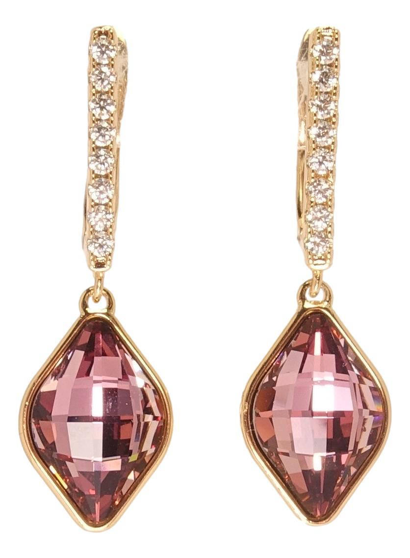 

Серьги ХР Позолота 18K с кристаллами Swarovski висюльки "Lemon Fancy stone Antique Pink"