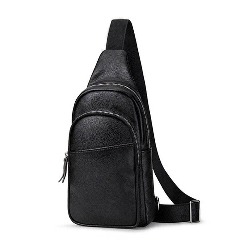 

Мини-рюкзак из натуральной кожи "слинг" на одно плечо Tiding Bag T138А Черный