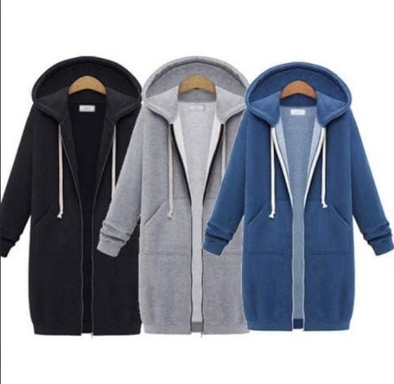 

Женский осенний тёплый кардиган, удлиненная кофта/толстовка на молнии трехнить флис