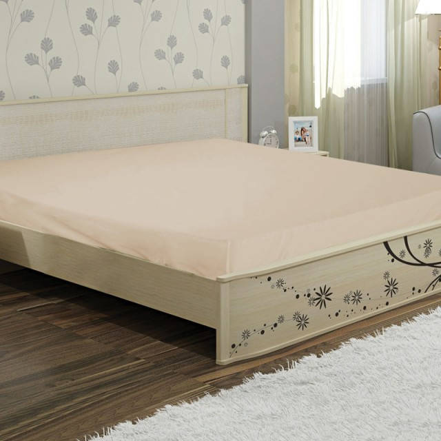 

Простынь бязь на резинке бежевая, простынь хлопок, Бежевый