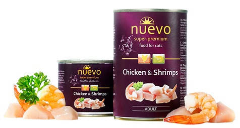 

Блок консервированного корма для кошек с курицей и креветками Nuevo Adult 6*400 г