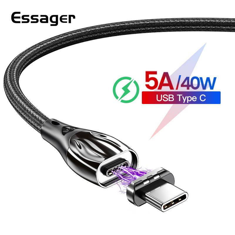 

Магнитный кабель ZINC черный ESSAGER USB Type-C 1метр 5 Ампер