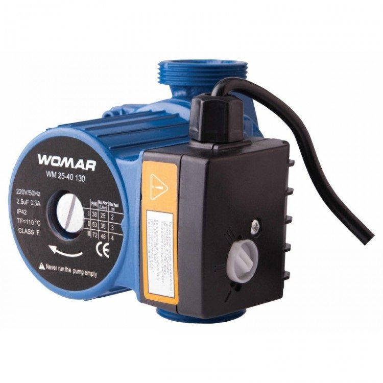 

Циркуляционный насос Womar 25/40/130, гайки, кабель с вилкой