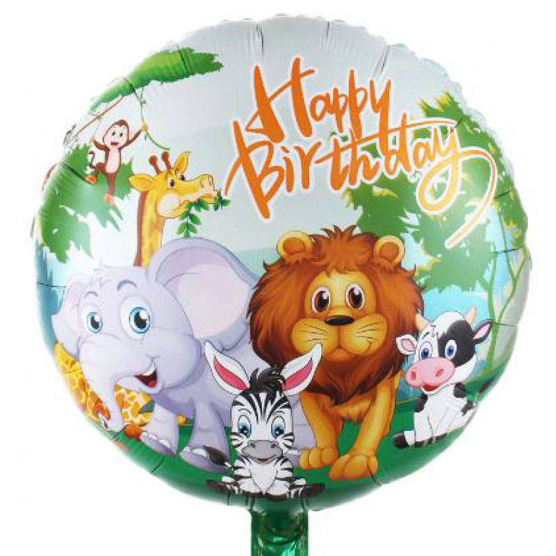 

Фольгированный круг с рисунком 18"(45см) "Зверята Happy Birthday", Китай