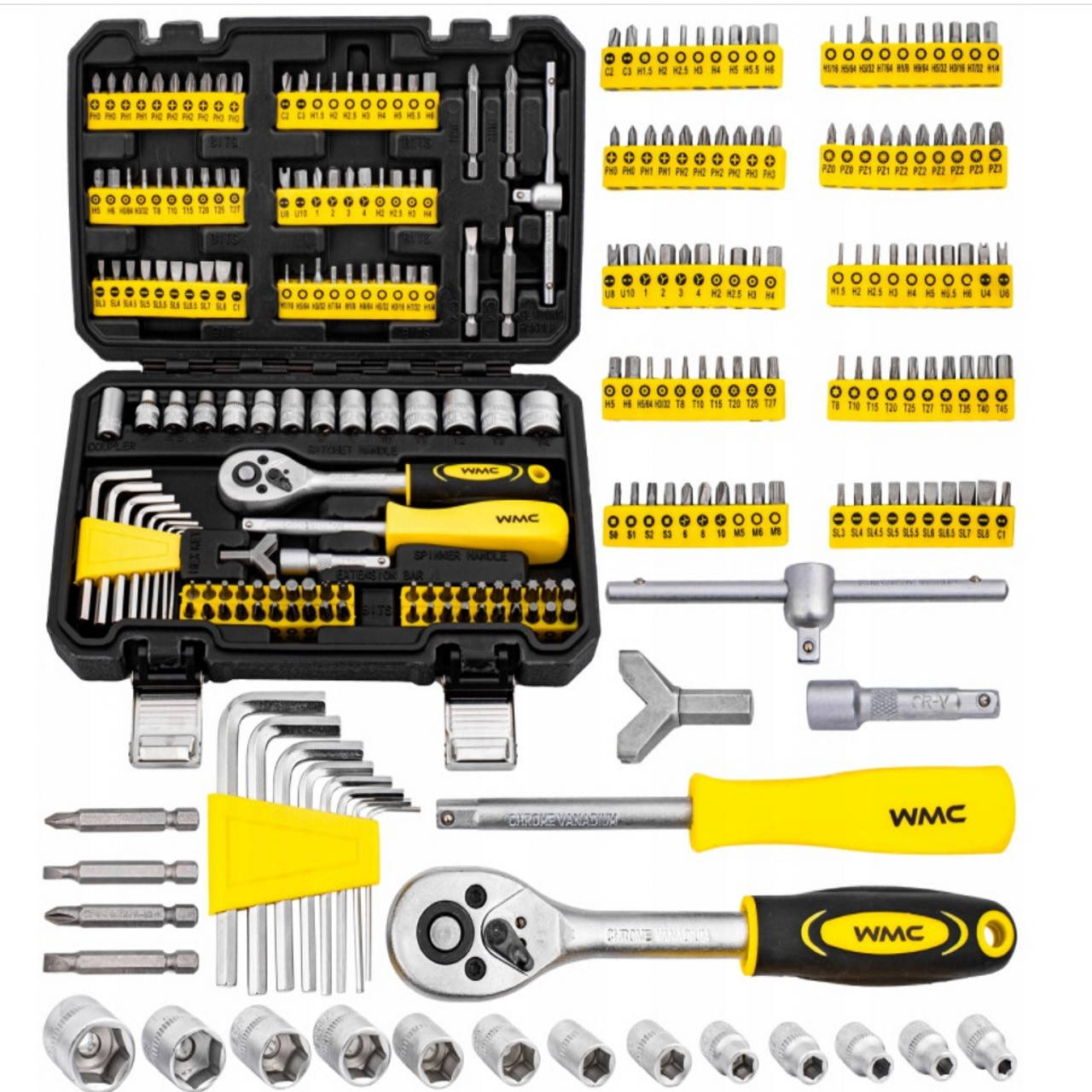 

Набор ручного инструментов 130 пр. 1/4'' для дома гаража авто на подарок мужу WMC TOOLS 20130