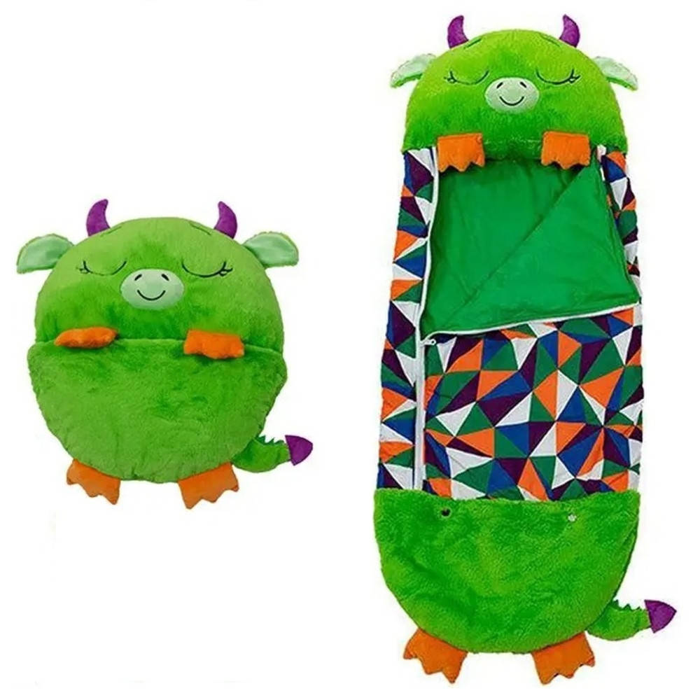

Детский спальный мешок для сна "Слипик" 140х50 см зеленый / Плюшевая подушка игрушка