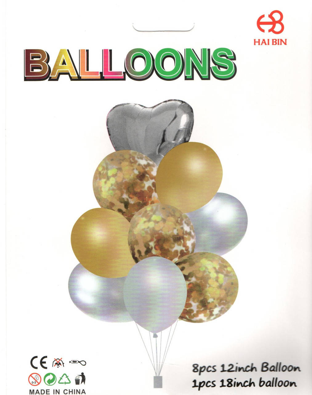 

Набор шаров "Серебряный с конфетти" , 9 шт, Серебристый