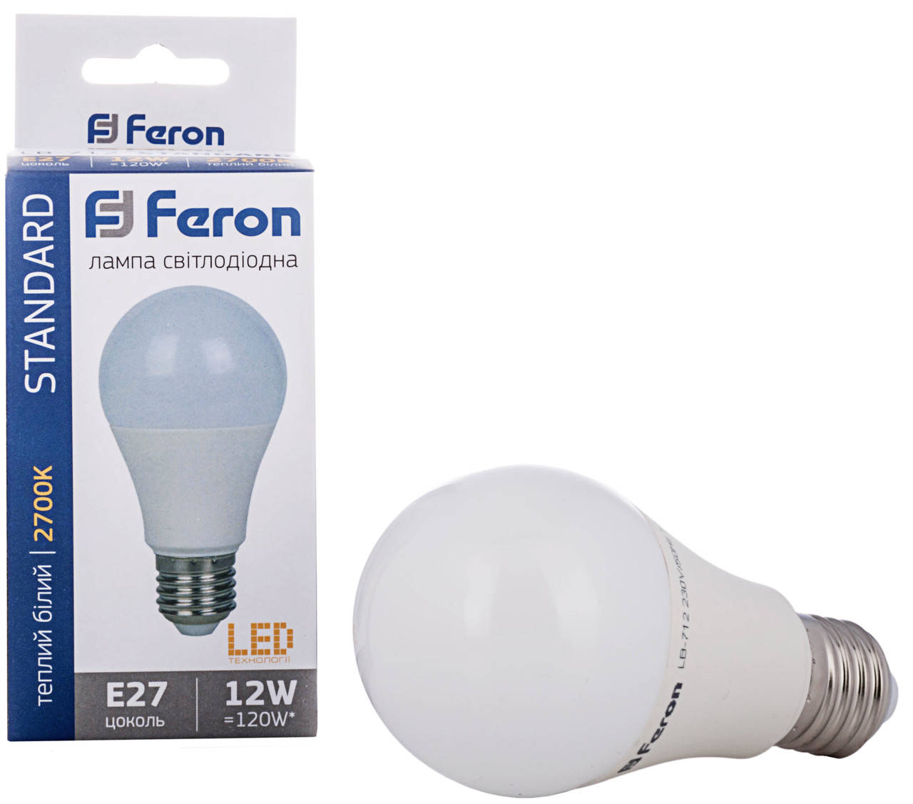 

Лампа светодиодная 12W E27 6400K 1100Lm Feron LB-702 A60