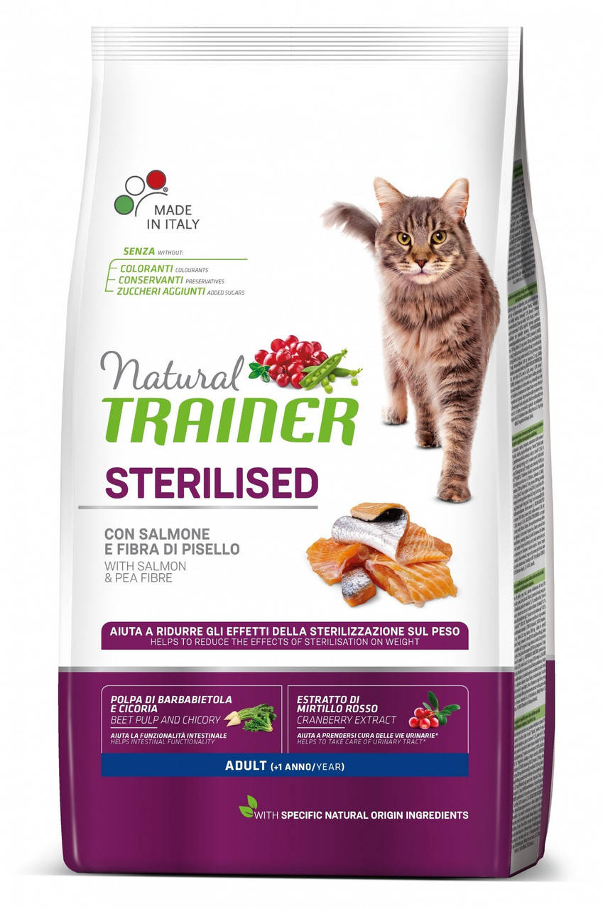 

Сухой корм Trainer Natural Super Premium Adult Sterilised with Salmon для взрослых стерелизованых котов с