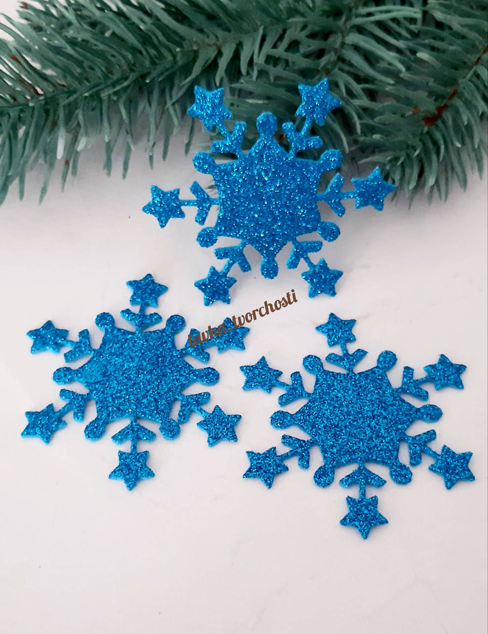 Сніжинки 012 темно-голубий