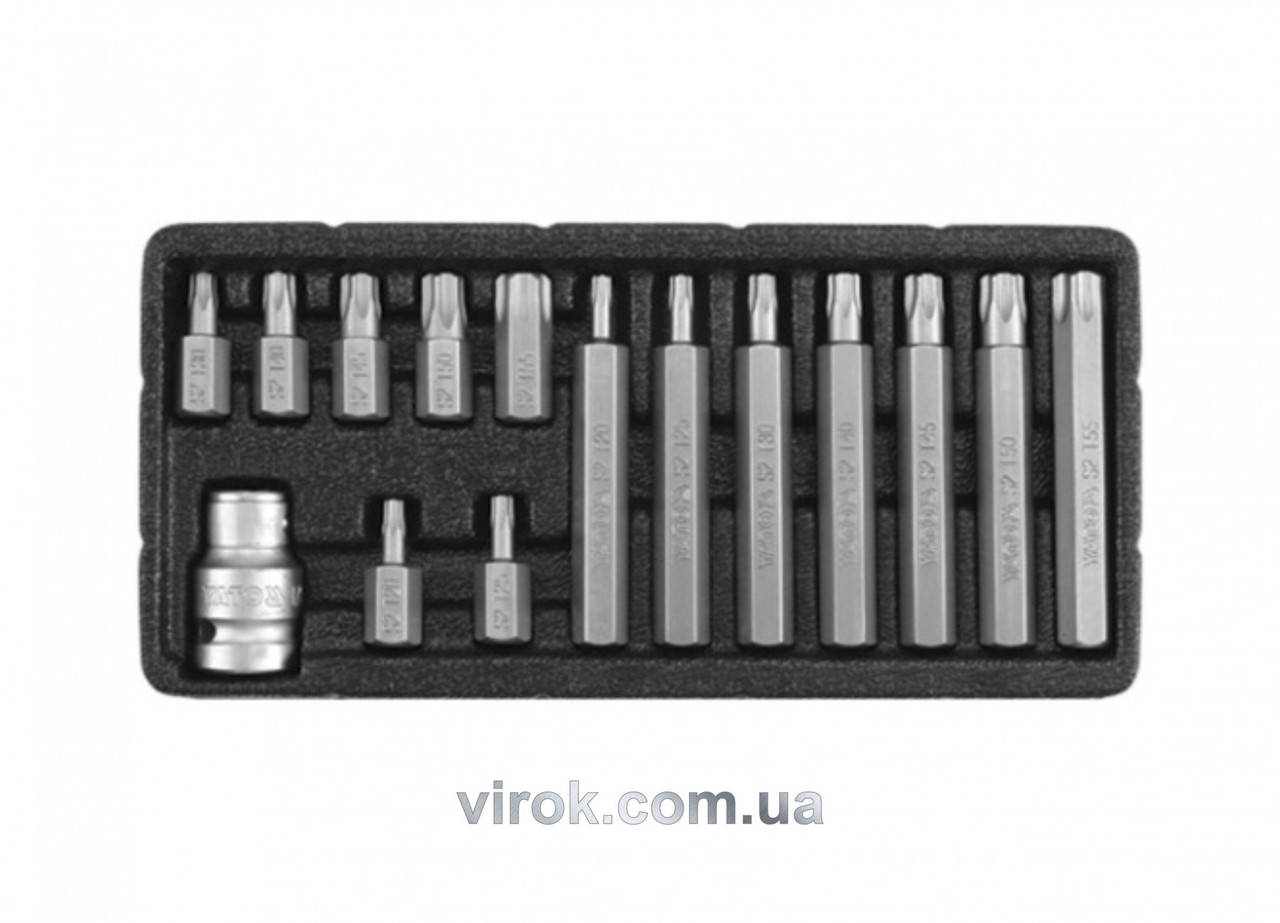 

Набор насадок отверточных YATO TORX SECURITY Т20-55 с переходником 1/2" 15 шт YT-0417