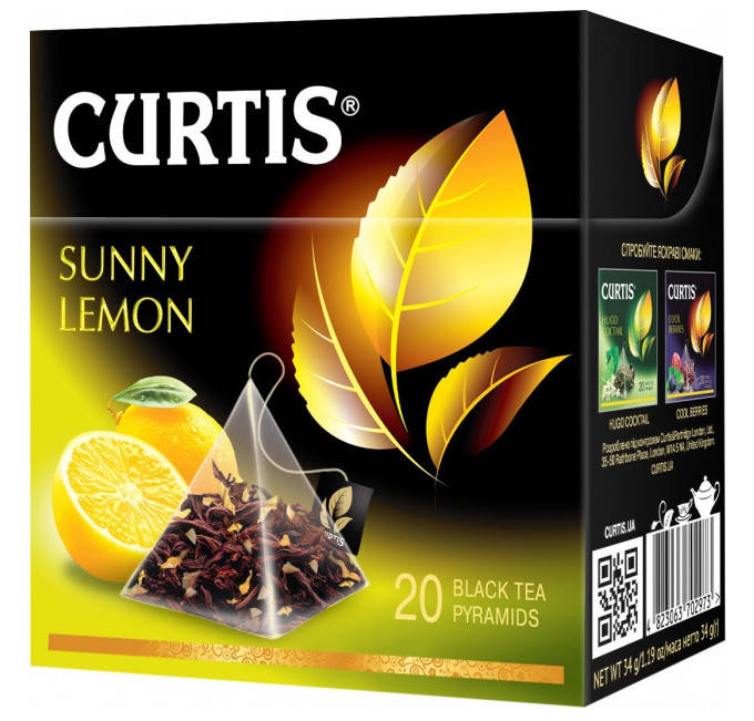 

Чай в пирамидках Curtis Sunny Lemon с цедрой цитрусовых и лепестками цветов черный 20 шт.