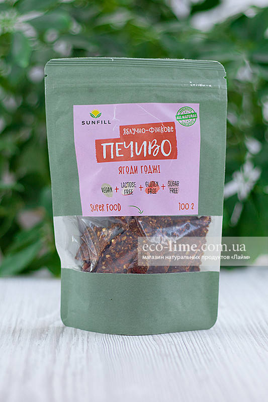 

Печенье Яблочно-финиковое с ягодами годжи SunFill, 100г