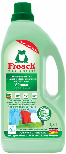 

Жидкое средство для стирки цветного белья Яблоко 1.5л, Frosch Фрош