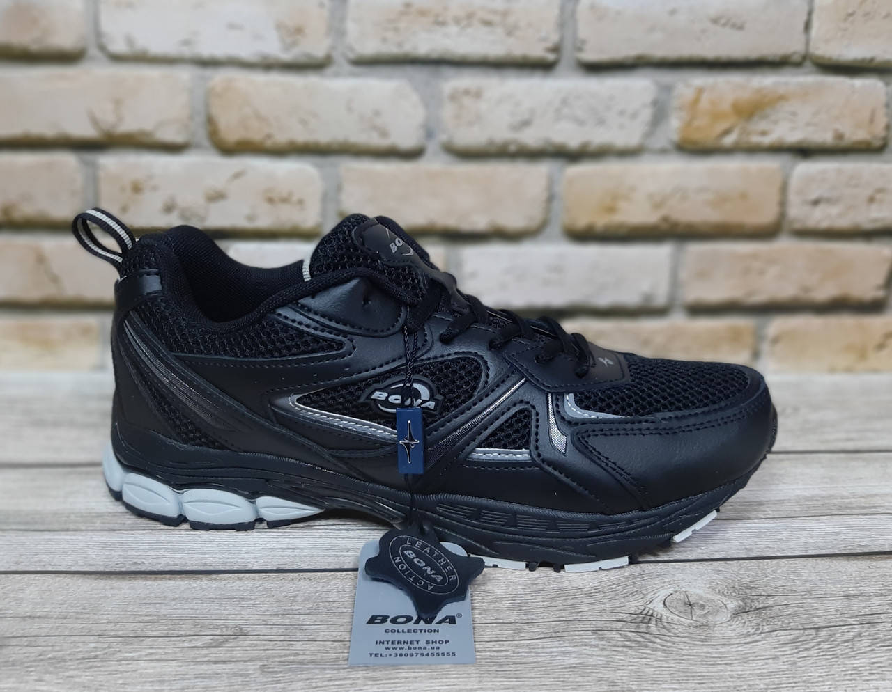 

Летние черные мужские кроссовки Bona 866-С, Черный