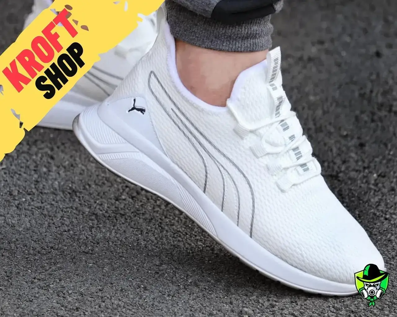 

Мужские белые кроссовки Puma White обувь мужская демисезонная Размеры 40 41 42, Белый