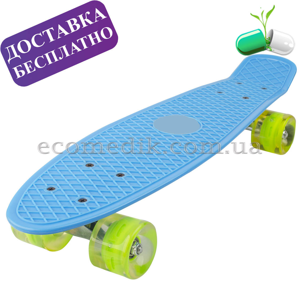 

Голубой пенни борд с светящимися колесами Penny Board 22