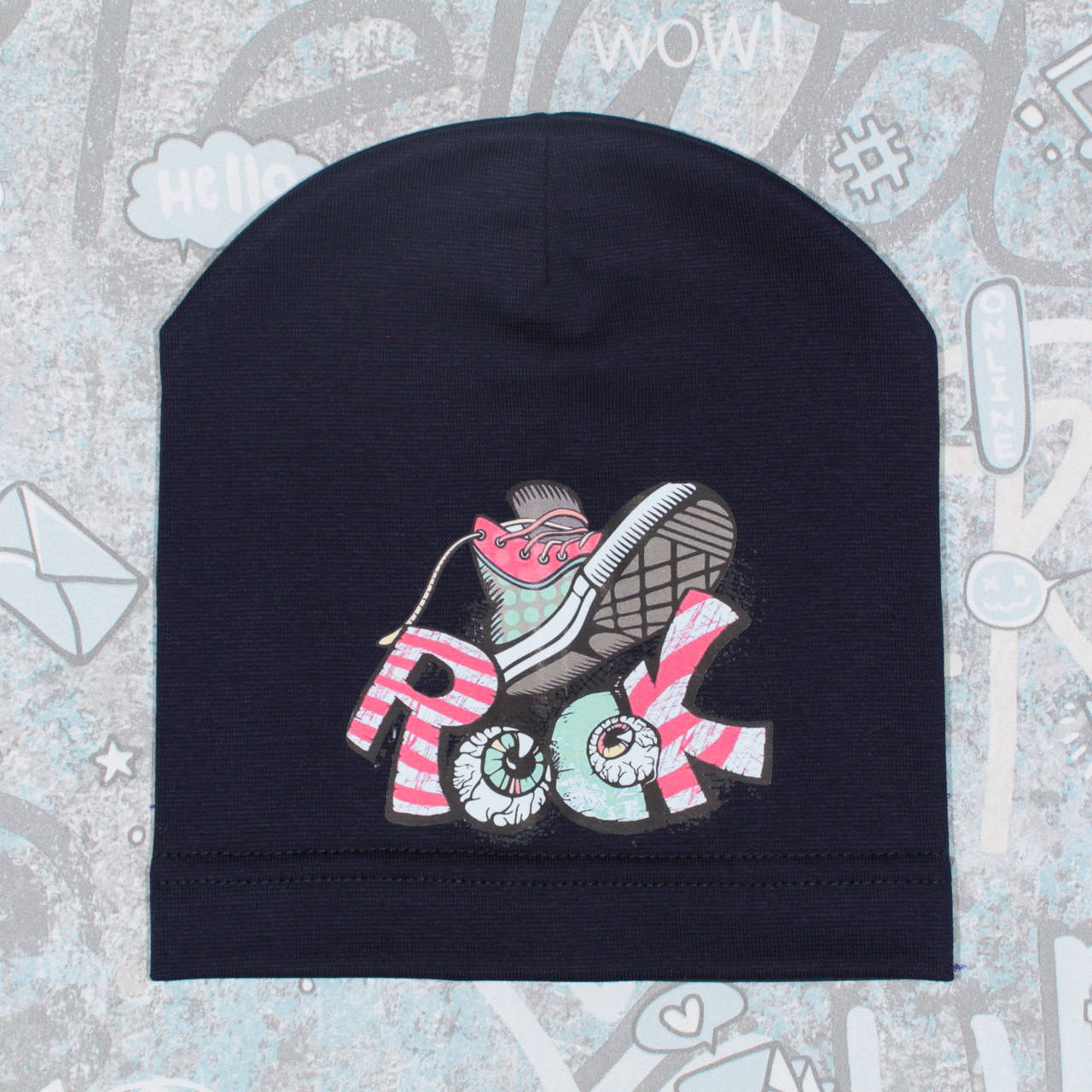 

Весенняя Шапка для Мальчика - ROCK Одинарная синий, Разные цвета