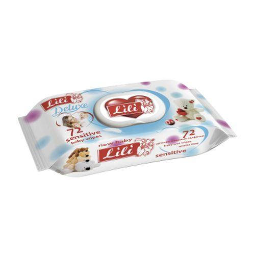 

Салфетки влажные Lili Delux sensitive baby с экстрактом календулы и витамином Е 72 шт