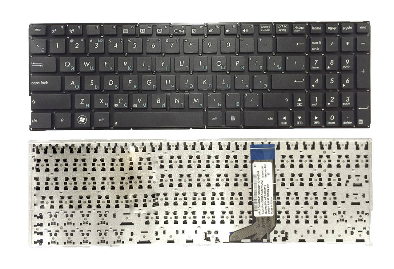

Клавиатура для ноутбука Asus X756 X756UV, матовая (0KNB0-610QRU00), Черный