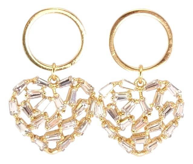 

Серьги Xuping Позолота 18K гвоздики (пусеты) "Колечки с подвесками сердечками из кристаллов"