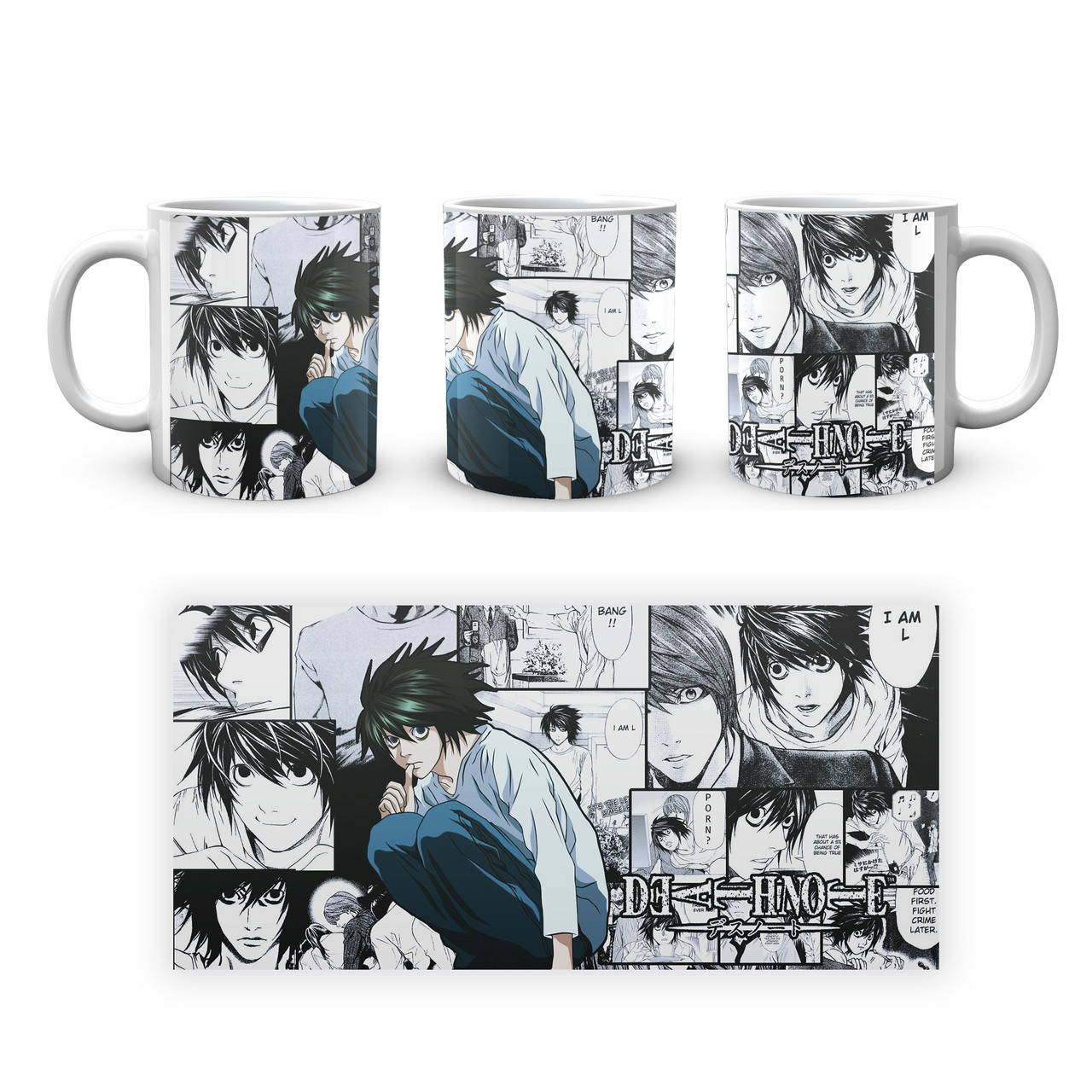 

Кружка Death Note Тетрадь Смерти L Коллаж CP 03.382.594, Белый