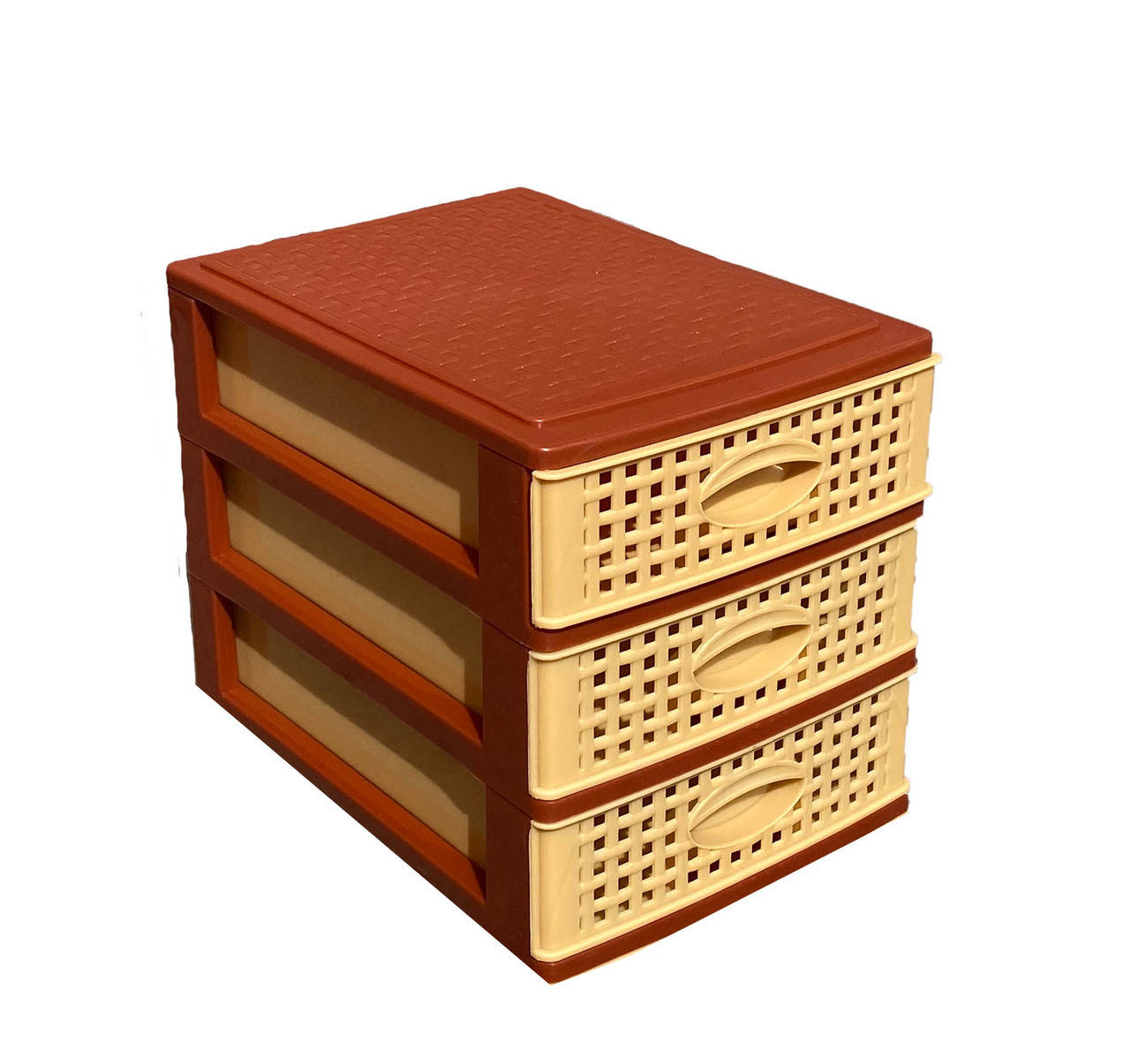 

Комод мини пластмассовый РОТАНГ 3-ярусный бежево-КОРИЧНЕВЫЙ Консенсус