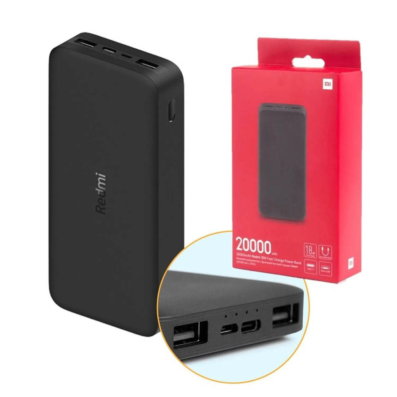 

Повербанк с быстрой зарядкой Xiaomi Redmi 20000mAh 18W PB200LZM / VXN4304GL Черный